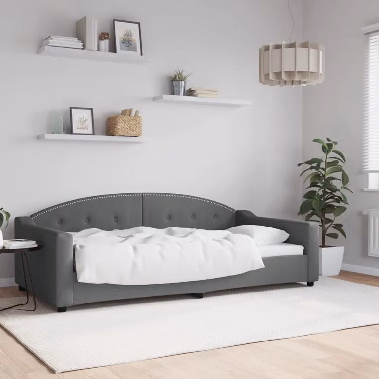 Letto da giorno vidaXL in tessuto grigio con struttura in legno e metallo L: 100 cm, P: 200 cm, H: 75 cm