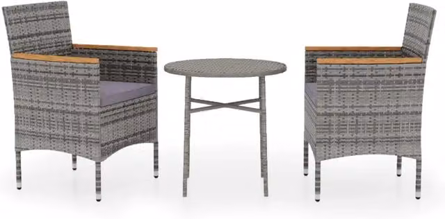 Set Mobili da Pranzo per Giardino 3 pz | Set Salotto da Giardino in Polyrattan Grigio