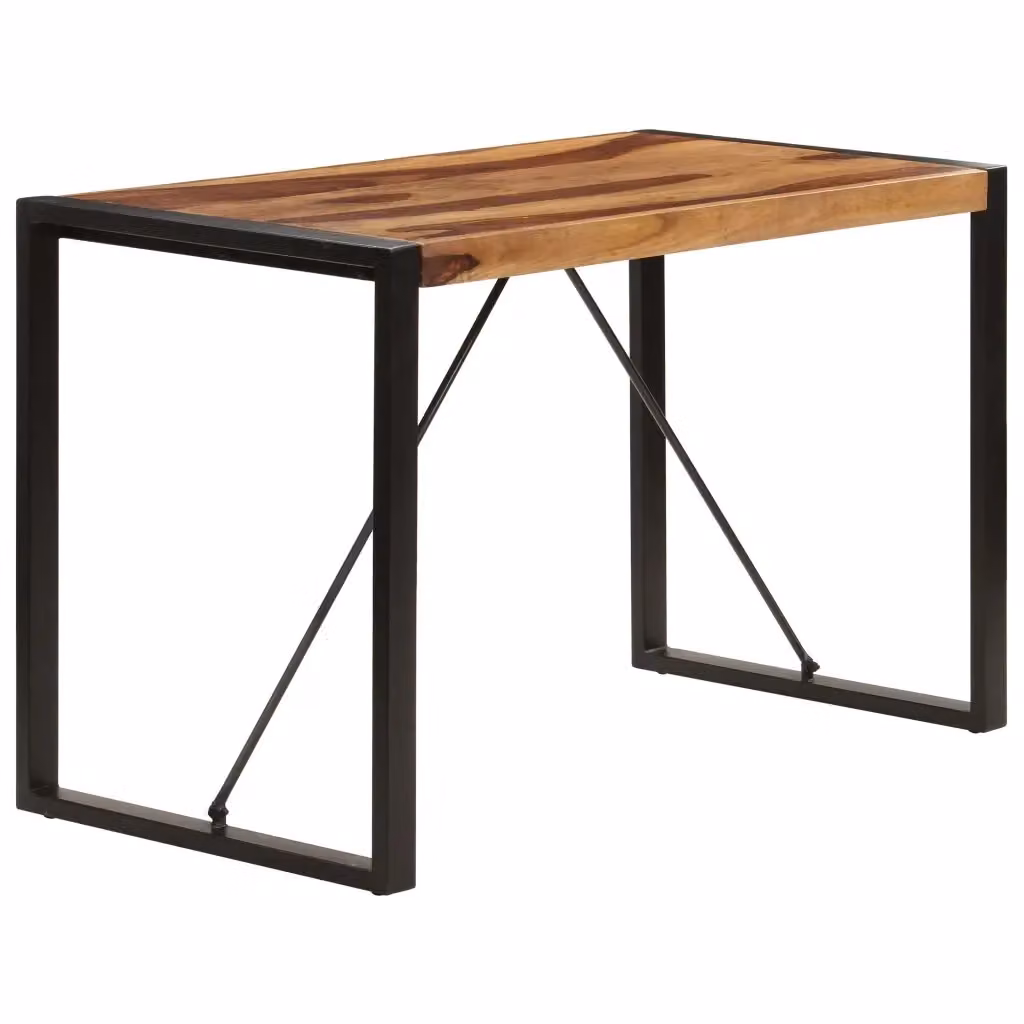 Tavolo da Pranzo Rettangolare in Legno di Acacia e Metallo vidaXL, Colore Marrone e Nero, L: 120 cm, P: 60 cm, H: 76 cm – 2