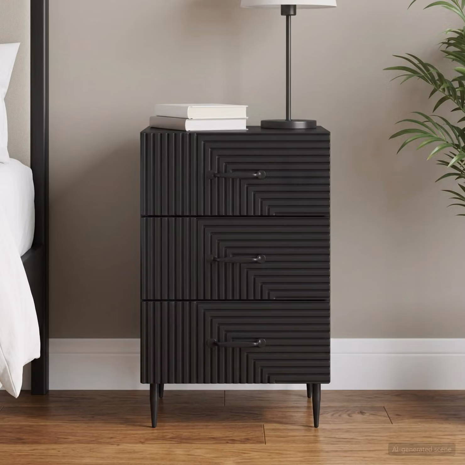Armadio da notte moderno vidaXL in legno MDF nero L 43 cm, P 41 cm, H 66,5 cm