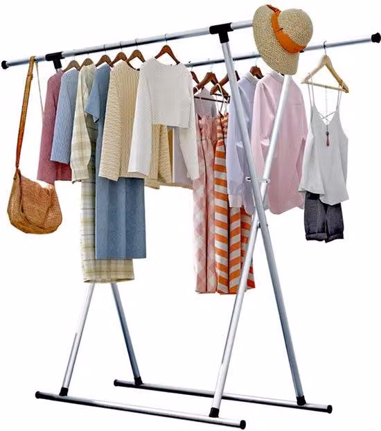 Ibenzoa®: Porta abiti estensibile e pieghevole, ideale per interni ed esterni – 78–135 cm, capacità di carico 50 kg, ampia capacità, struttura a doppio tubo, realizzato in ferro con finitura verniciata