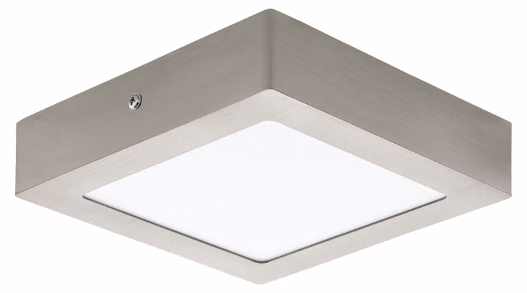 EGLO Plafoniera LED Fueva 1, plafoniera a 1 fiamma, materiale: metallo fuso, plastica, colore: nichel opaco, bianco, L: 17x17 cm, bianco caldo, lampada da corridoio
