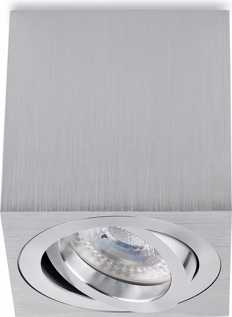 Lampada a soffitto LED quadrata, da incasso, con attacco GU10, 7W, in alluminio