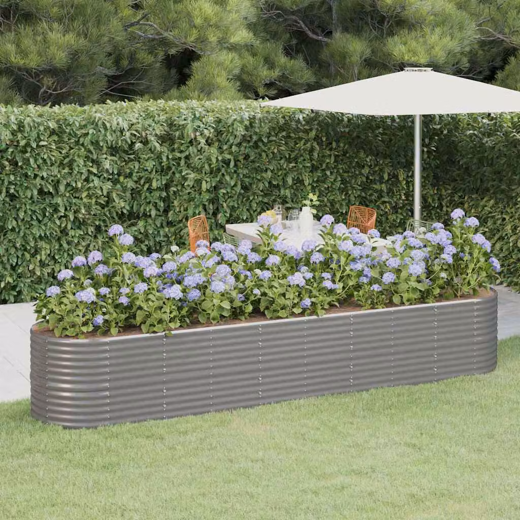 Letto da giardino rialzato vidaXL in acciaio zincato grigio L: 368 cm, P: 80 cm, H: 68 cm