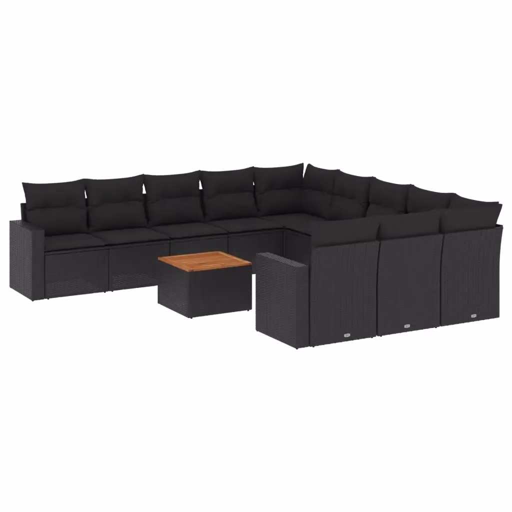 Set di Divani da Giardino Moderno VIDAXL in Polyrattan Nero con Cuscini, Composizione a L con Orientamento a Sinistra, 12 Posti – 2