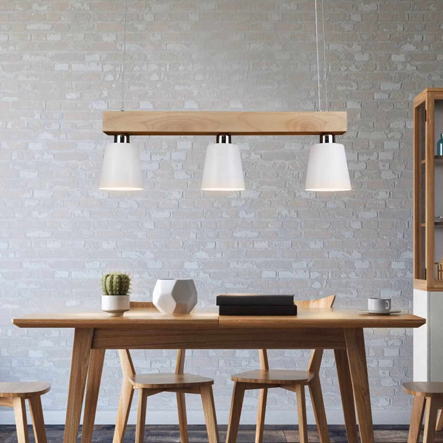 ZMH Lampada a sospensione bianca a 3 fiamme tavolo da pranzo legno lampada a sospensione bianco caldo altezza regolabile tavolo da pranzo lampada per sala da pranzo soggiorno