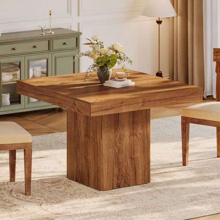 Tribesigns: Tavolo da pranzo per 4 persone, stile rustico, piccolo tavolo da cucina, con base stabile, mobili da pranzo in legno per sala da pranzo o cucina, finitura noce