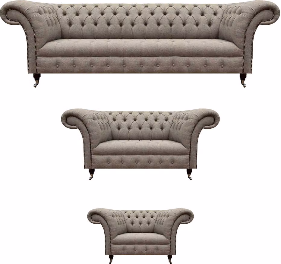 Sofagarnitur 3tlg Polstermöbel Dreisitzer Sofa Viersitzer Möbel Chesterfield