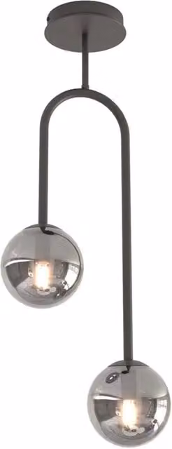 Lampada a soffitto Öndurguð Luceart-Classic con 2 luci in acciaio nero e sfere in vetro trasparente – 1