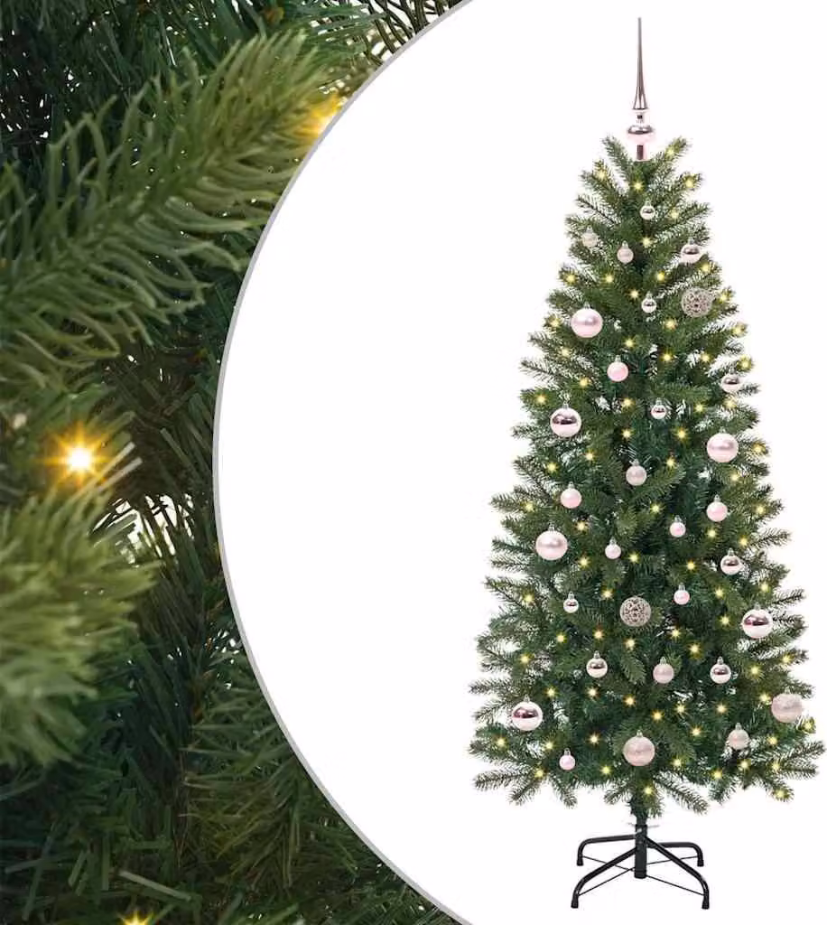 Albero di Natale artificiale con 150 LED Verde 150 cm PE e PVC