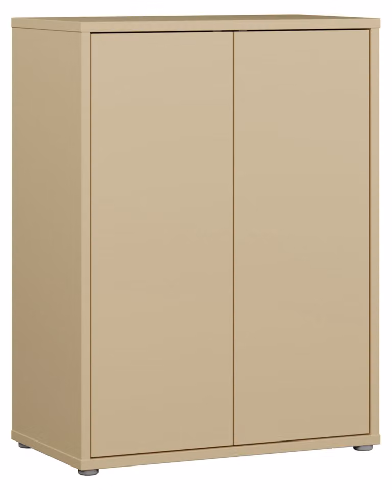 Mobile contenitore Forte ALICE SPRINGS, 70x80 cm, design moderno e minimalista, 2 ante, ideale per soggiorno o camera da letto, realizzato in legno composito, colore giallo tenue, dimensioni: 74,5 cm di larghezza x 99,1 cm di altezza x 41,5 cm di profondi