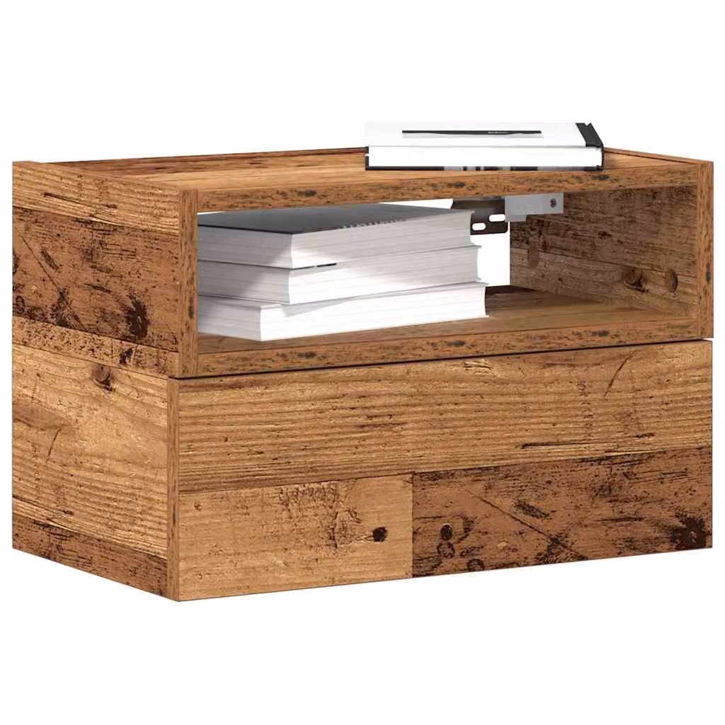 Set di 2 comodini da muro vidaXL in legno color marrone antico stile rustico L 45 cm, P 26 cm, H 28,5 cm