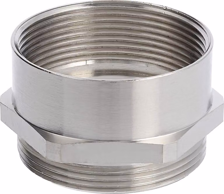 Raccordo intermedio M/M M40x1,5 MSZ-M40 corto esagonale ottone (CuZn) nichelato filettatura di collegamento 8,0 mm - 1 pezzo