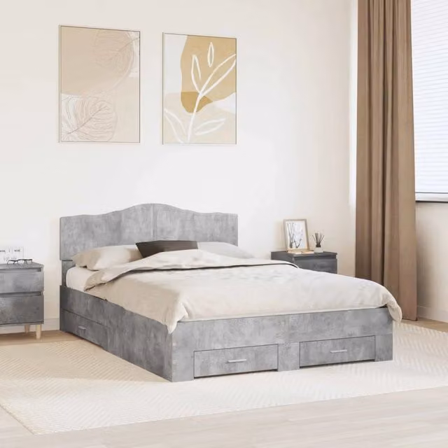 Struttura del letto con cassetto Grigio cemento 150 x 200 cm 3413180