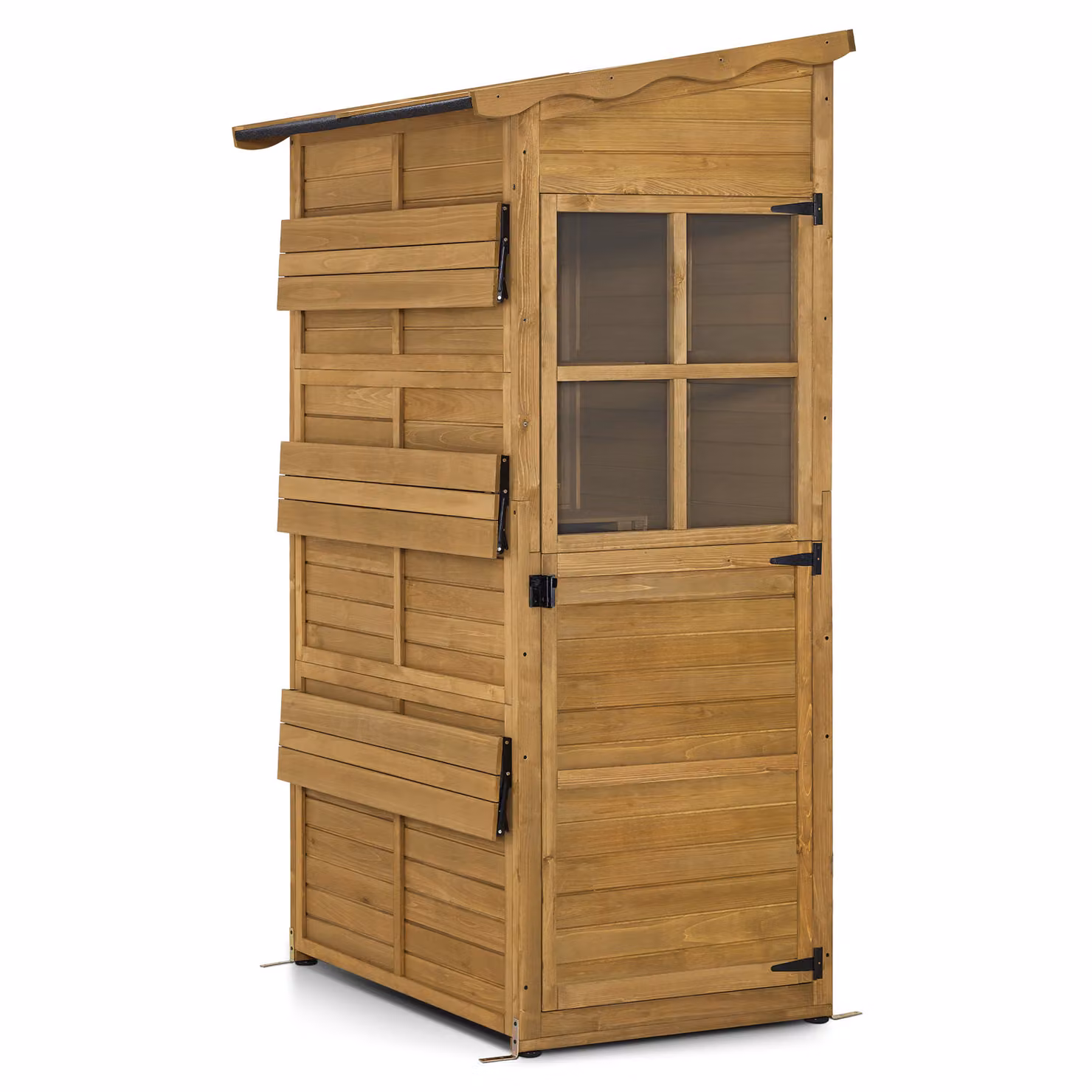 M MCombo Armadio da giardino, casetta da giardino in legno resistente alle intemperie, armadio da esterno resistente alle intemperie, ripostiglio accessibile, casetta per attrezzi 120×86×201 cm, 1753 (naturale)