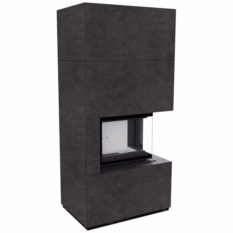 Kit caminetto KRATKI FLOKI BOX destro 8 kW Ø 160 sinterizzato al quarzo FOKOS GRAFITE