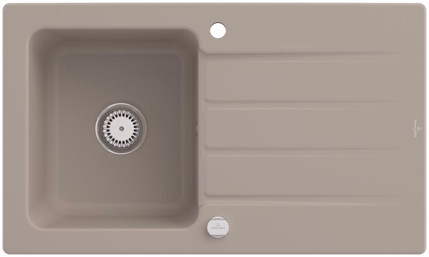 Lavello rettangolare Villeroy&Boch, lavello da cucina con scolapiatti Architectura 50 Almond 86x51 cm, 3350 01 R1