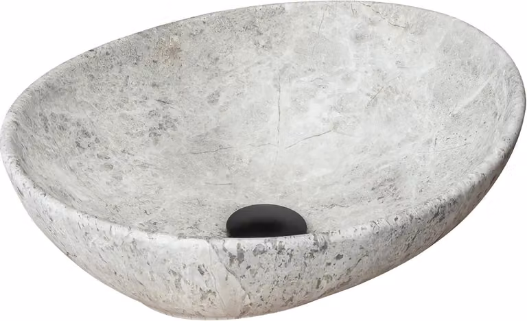VBChome - Lavabo da appoggio in Vetroceramica, forma ovale, dimensioni 41 x 35 x 15 cm, ideale per bagni per ospiti