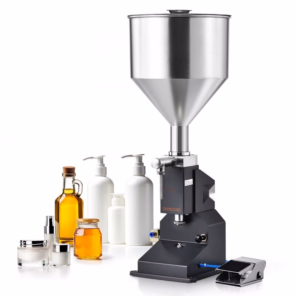Riempitrice - Manuale 5-50ml - Riempitrice di liquidi in acciaio inox 304 - Sicura per gli alimenti - Compatibile con il silicone PTFE - Compressore d'aria da 500 W - Per il riempimento di miele, olio, essenza