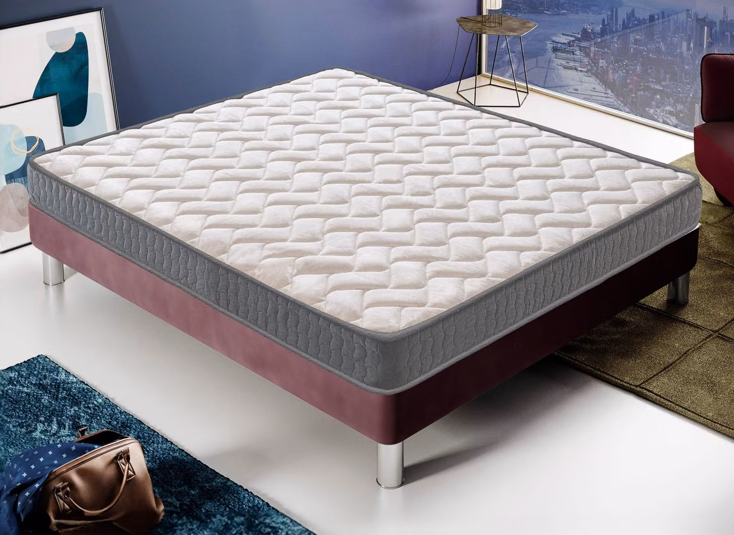 Materasso 180x200 cm, Alto 16 cm, in Schiuma HR, 9 zone differenziate, Rigidità H3, Reversibile Lato Estate/Inverno, 100% Italy