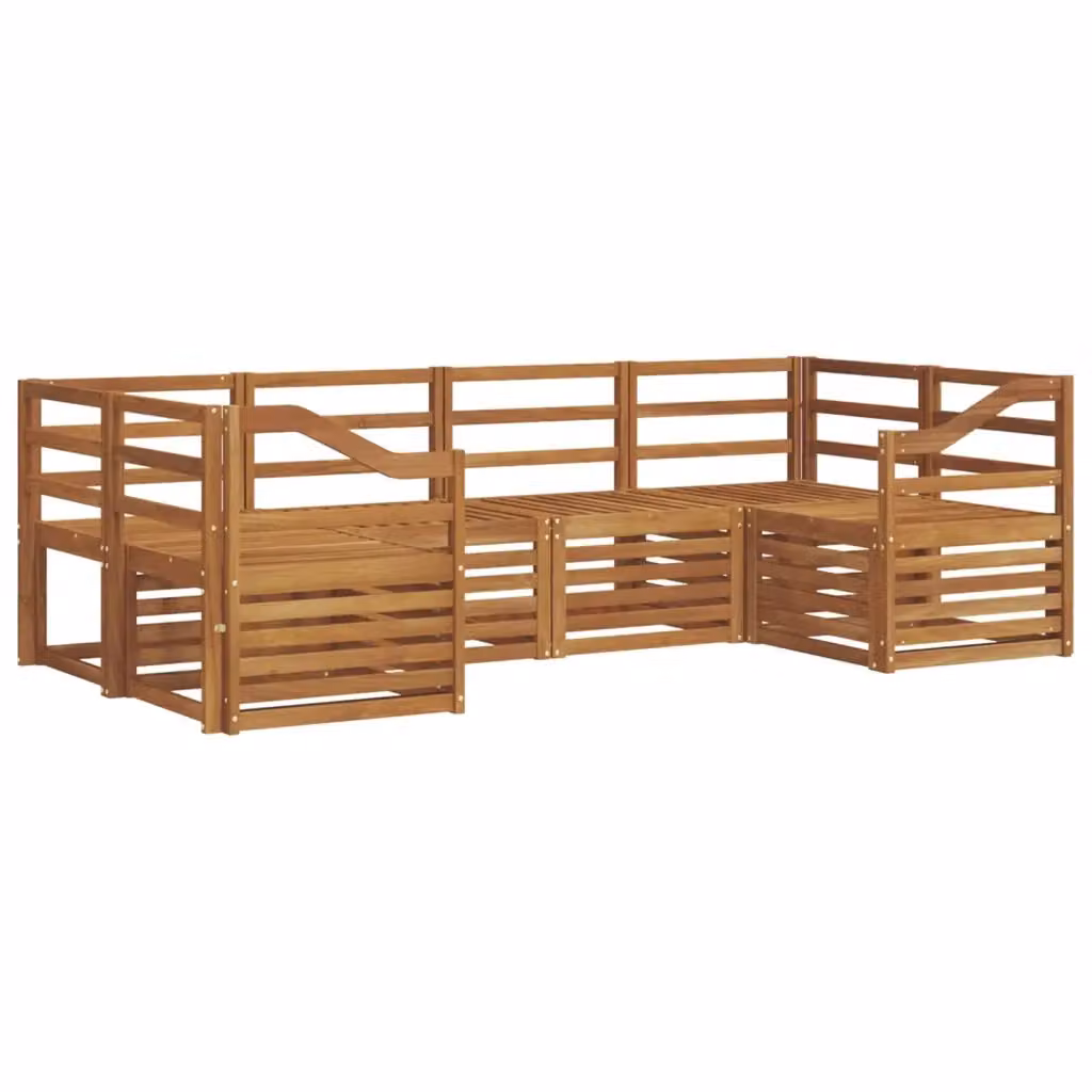 Set di divani da esterno a L vidaXL in legno di acacia con cuscini, beige e marrone – 2