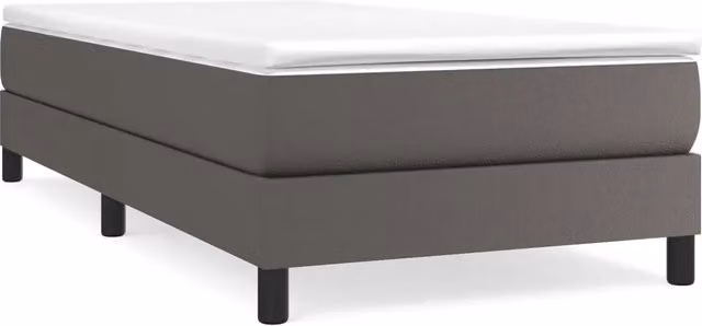 Letto singolo | Letto per adulti | Giroletto a Molle con Materasso Grgio 80x200 cm in Similpelle