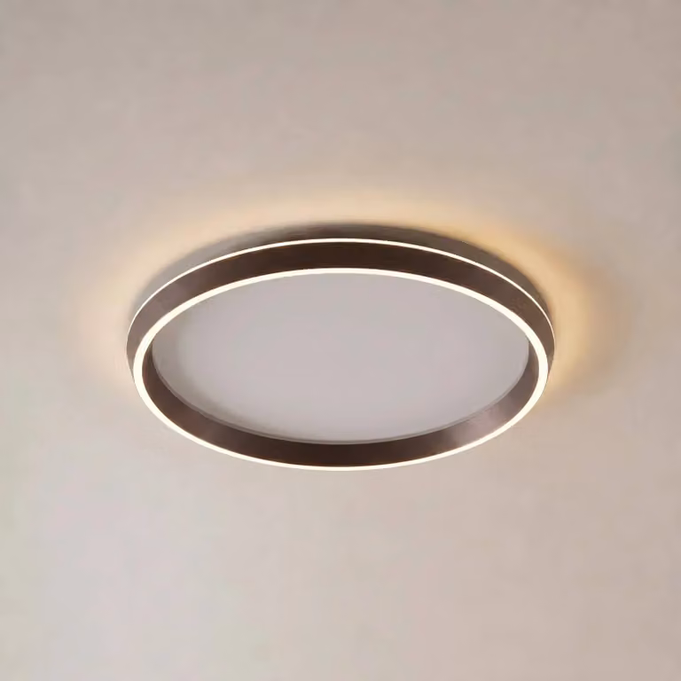 Plafoniera soffitto Rylan Lucande, dimmerabile, Marrone / Ruggine, Soggiorno / Sala da pranzo, Metallo, Moderno, Plafoniera