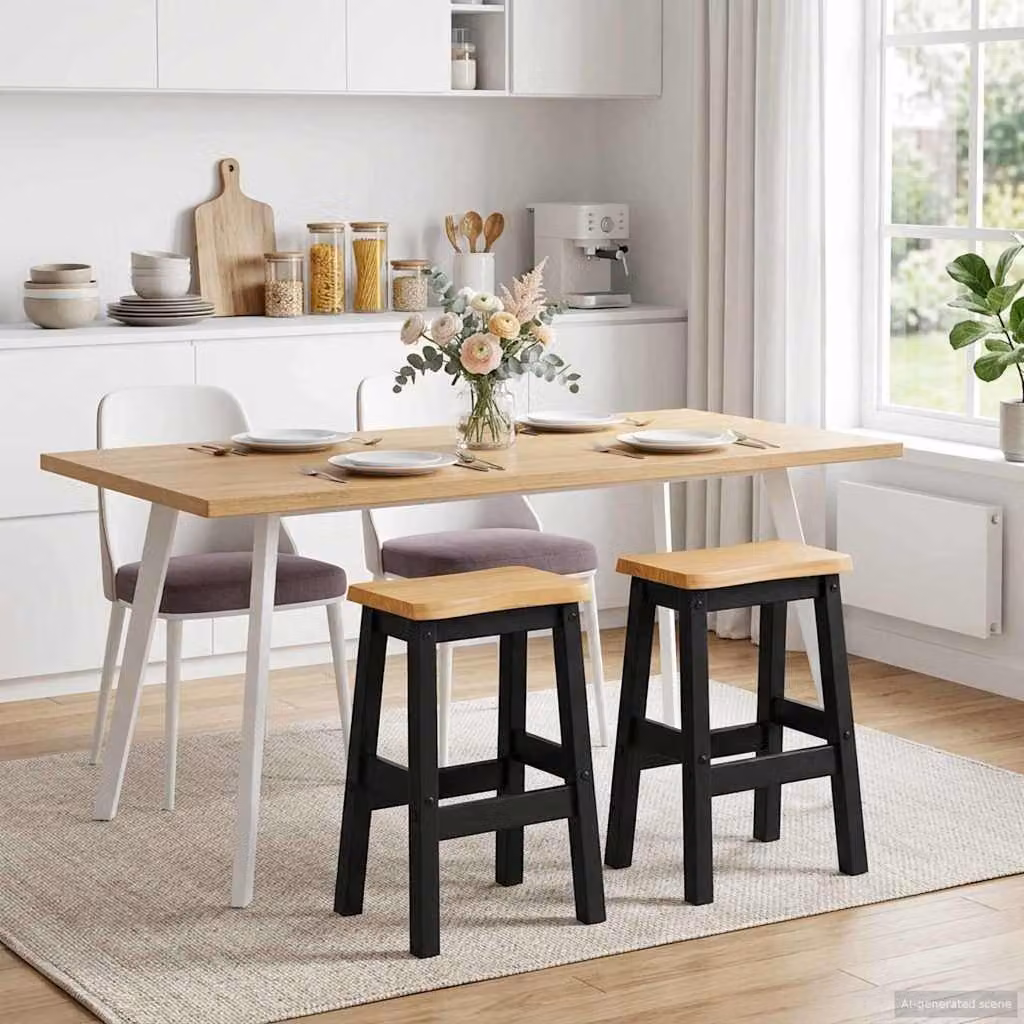 Set di 2 sgabelli da bar alti EKAI vidaXL in stile industriale, colore nero, L/P/H: 40 x 29 x 63 cm