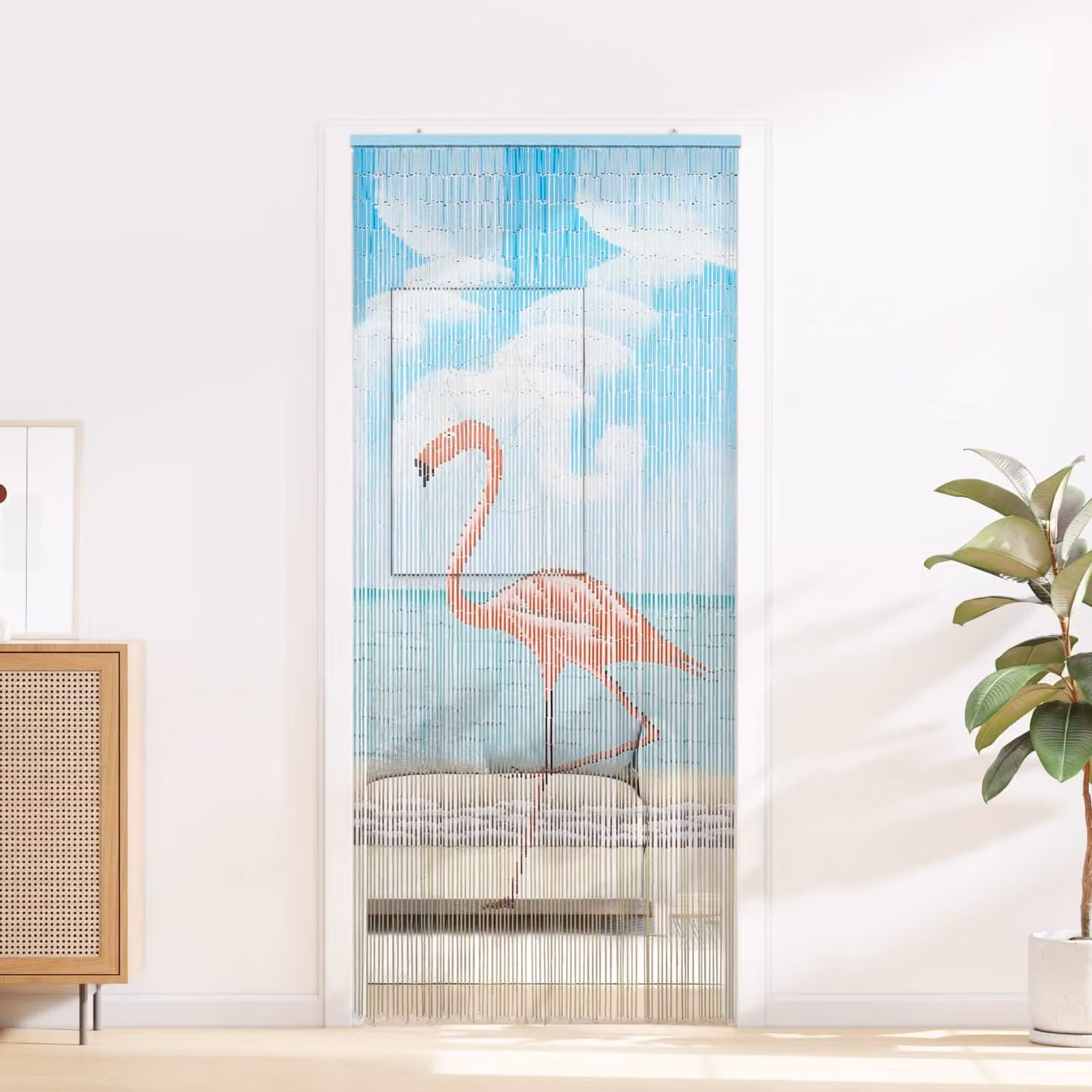 vidaXL Tenda per Porta Antinsetti in Bambù Multicolore L: 90 cm x H: 200 cm