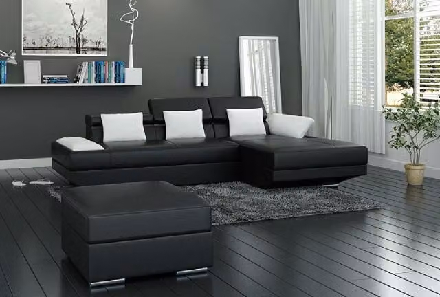 Wohnlandschaft Polster Ecke Eck Sofa mit USB Garnitur Landschaft Leder 2719C