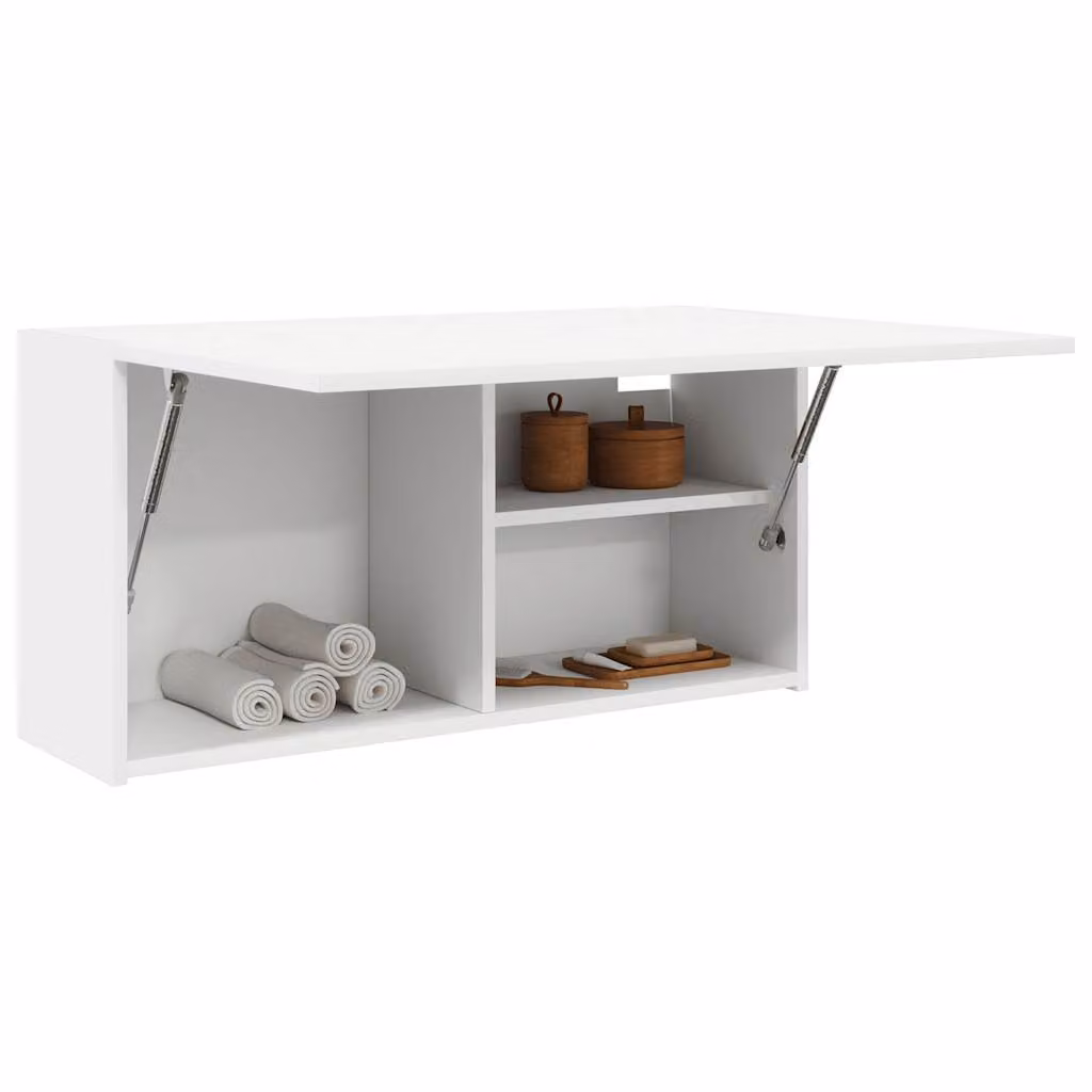 Mobile da bagno a parete vidaXL Bianco con ante a battente e ripiani interni L 80 x P 25 x H 40 cm