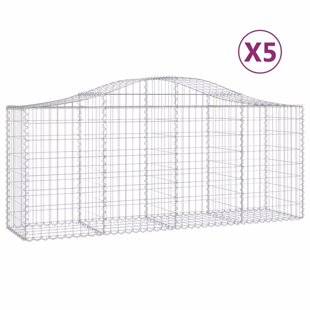 Cesti Gabbioni ad Arco 5 pz 200x50x80/100 cm Ferro Zincato