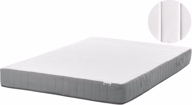 Materasso Ibrido BELIANI Matrimoniale Bianco con Rivestimento Rimovibile e Certificazione Oeko-Tex L: 200 cm, P: 140 cm, H: 20 cm