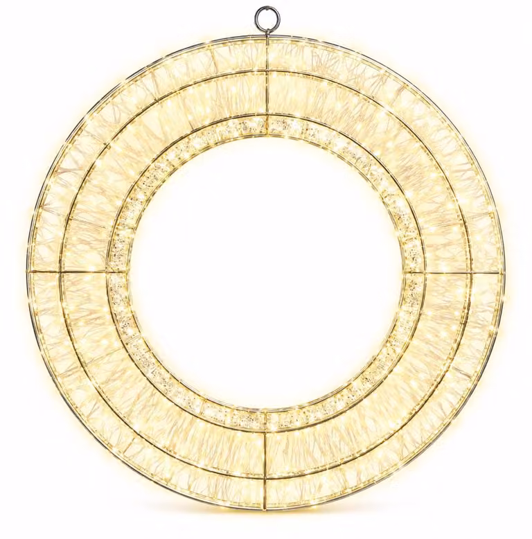 Ghirlanda luminosa a LED, 30 cm, 480 LED bianco caldo, grado di protezione IP44, con timer, colore argento