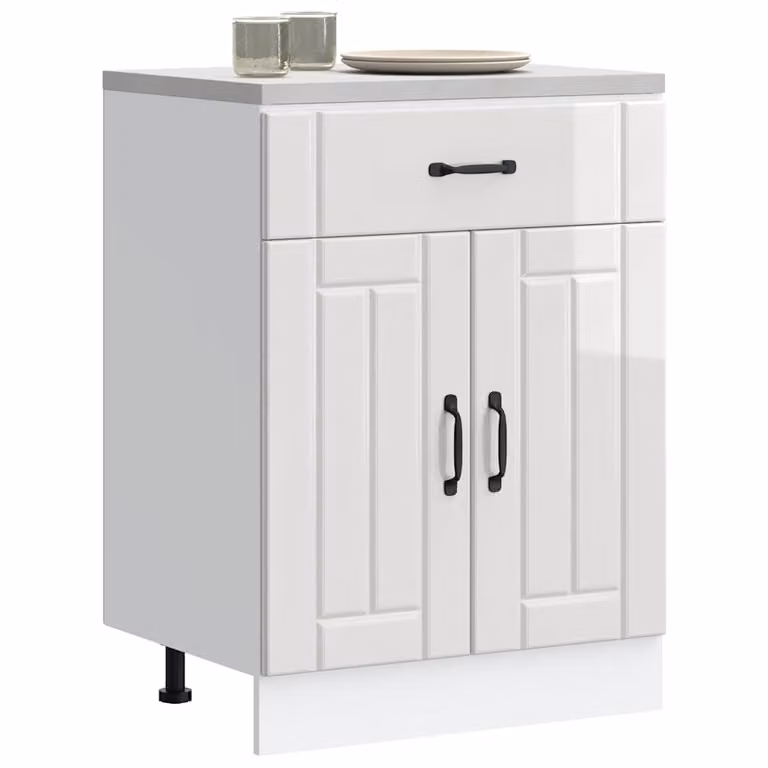 Base da cucina vidaXL Lucca bianco lucido in legno e MDF L: 60,0 cm, P: 46,0 cm, H: 81,5 cm