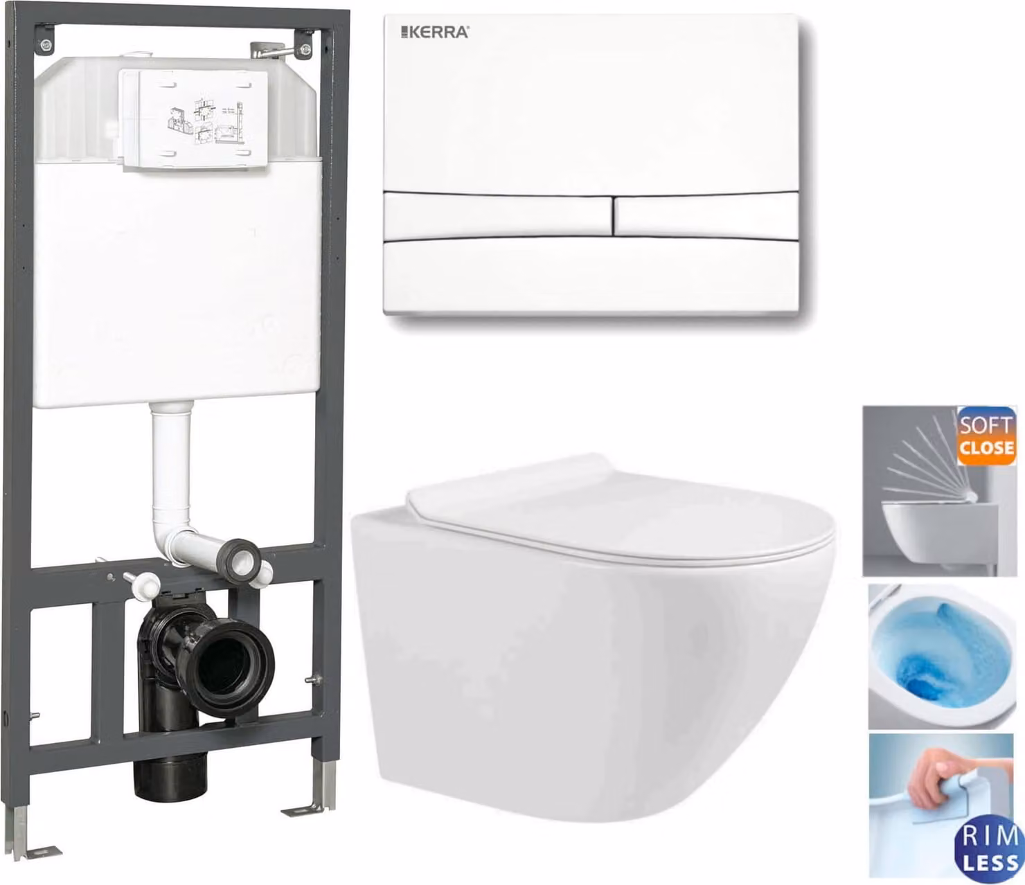 Domotechnika | Wc-Set 4In1 - Premium 48X37X37 Cm - Bianco - Soft-close, igienico, moderno