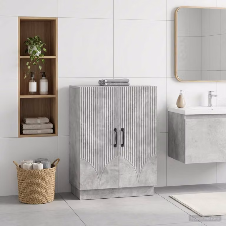 vidaXL Mobiletto da Bagno HOORN Grigio e Nero L: 59,5 cm, P: 31 cm, H: 77 cm