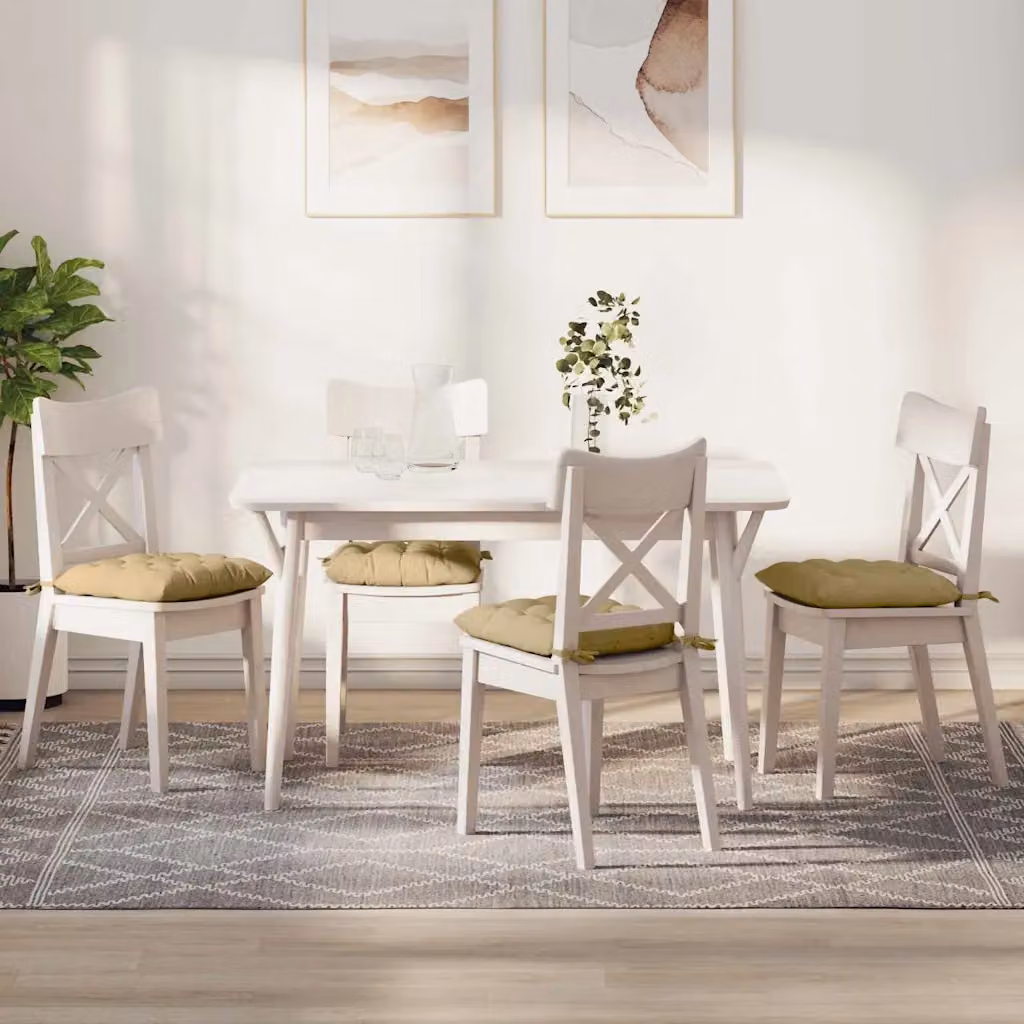 Set di 4 cuscini per seduta vidaXL in tessuto a coste, L/P/H: 40 x 40 x 4 cm, Grigio Verde Beige
