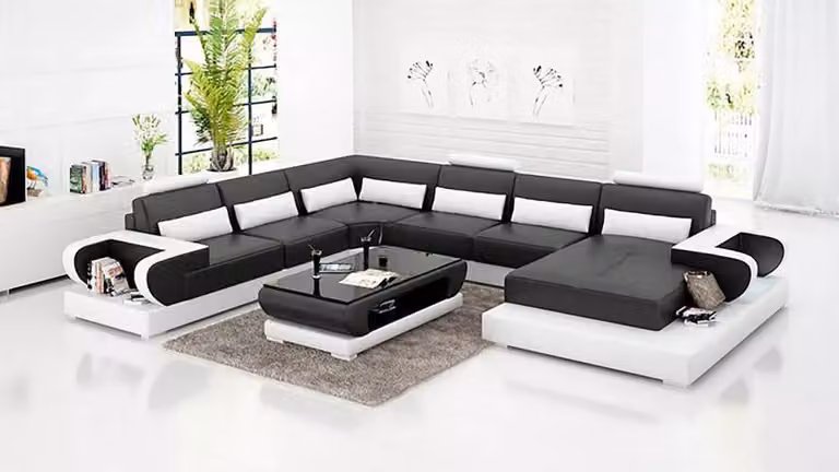 Ecksofa Polster Polsterecke U-Form Couchtisch Modernes Sofa Wohnlandschaft