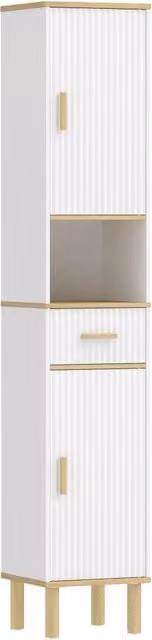Colonna da bagno 31,5 x 29,7 x 171,5 cm cassetto e ripiano regolabile minimalista in truciolare bianco 21_0002141
