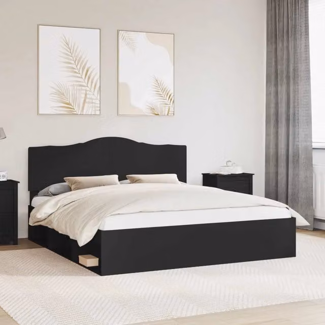 Struttura del letto Nero 200 x 200 cm Pino massello 3413264