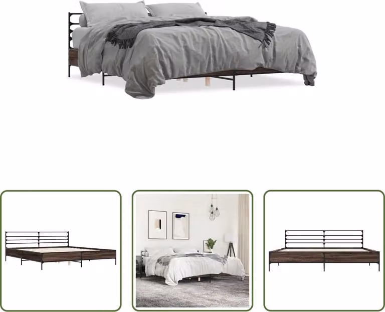 The Living Store Struttura letto in rovere marrone 180x200 cm Materiale legno Metallo
