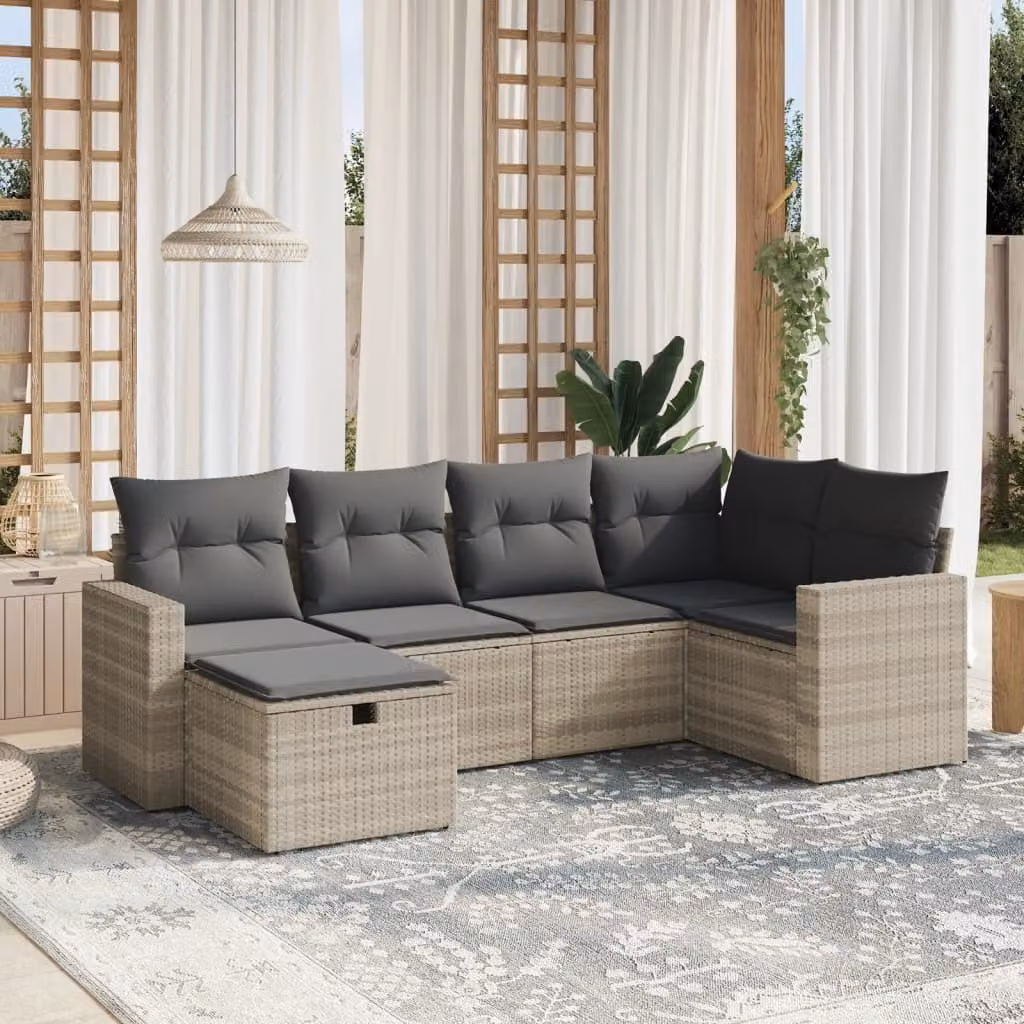 Maison Exclusive - Set Divano da Giardino 6pz con Cuscini Grigio Chiaro Polyrattan