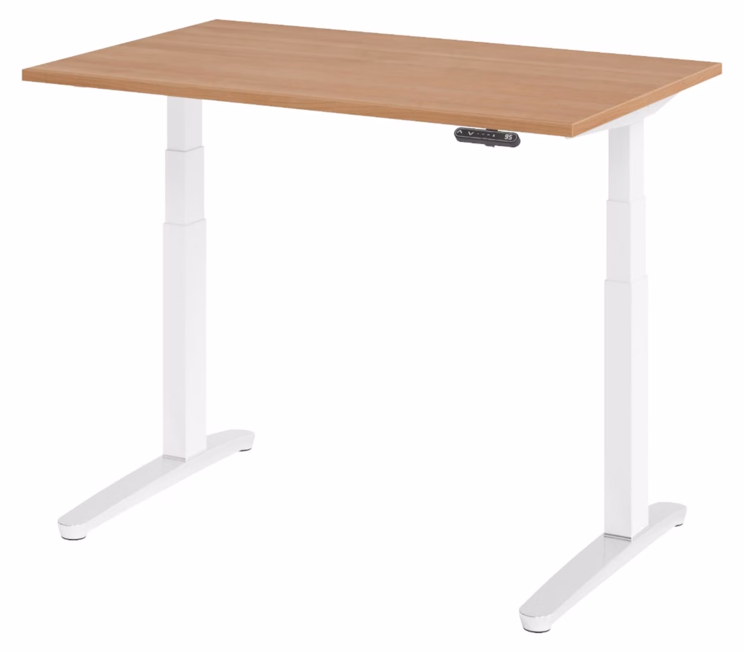 Scrivania elettrica bümö XBHM - Dimensioni: 120 x 80 cm, finitura: noce, struttura: bianco/alluminio lucido