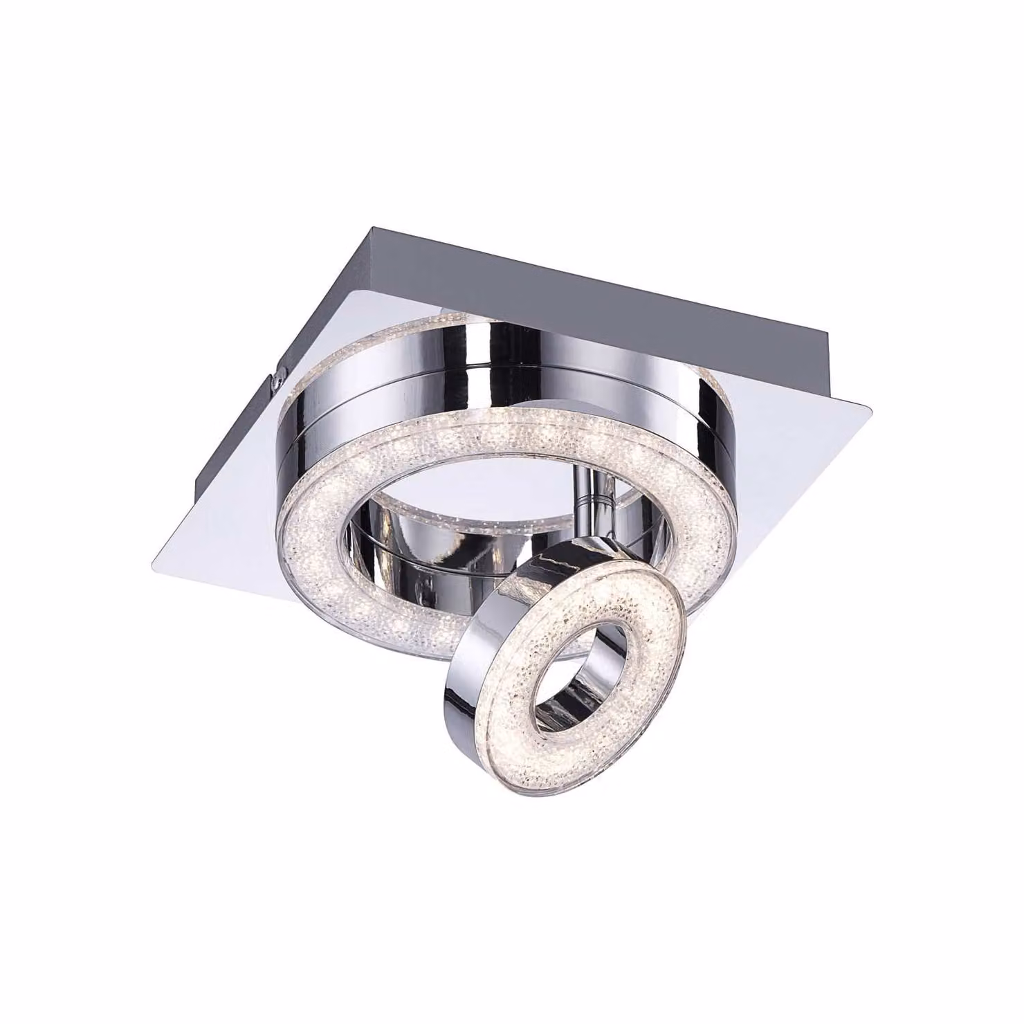 Plafoniera LED, cristallo, cromo, regolabile, L17 cm