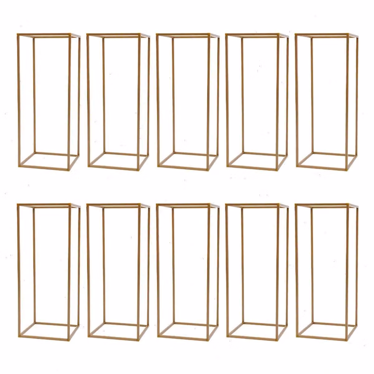 Set di 10 supporti per fiori - Supporti per decorazioni nuziali - Supporti triangolari per bouquet - Metallo/plastica - 24x24x60 cm - Portata di 10 kg per supporto - Oro