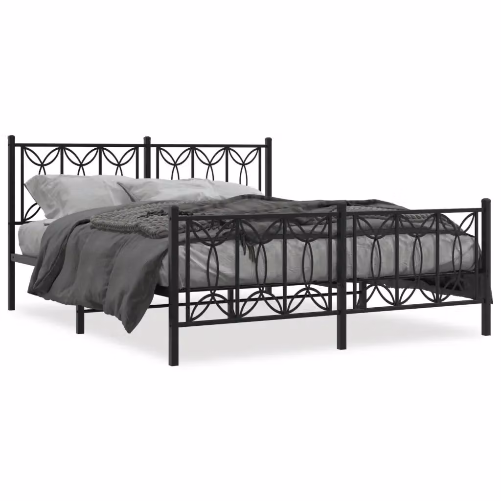 Letto con testiera e pediera in metallo nero vidaXL L/P: 150 x 200 cm – 2