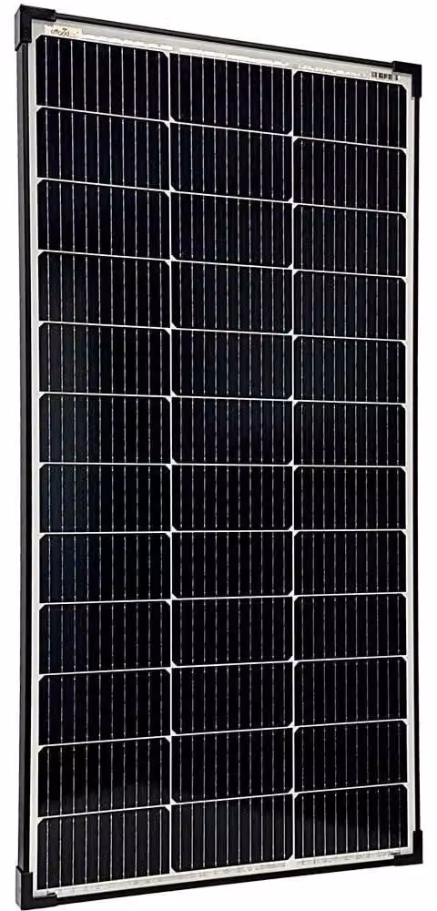 Pannello solare monocristallino da 130 W, 20 V, colore nero, con telaio. Realizzato in silicio cristallino. Dimensioni: 116,5 x 59 x 3,5 cm