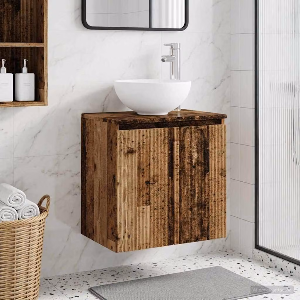Mobile Lavabo da Parete vidaXL in Legno Antico Marrone L: 49,5 cm, P: 41 cm, H: 64,5 cm