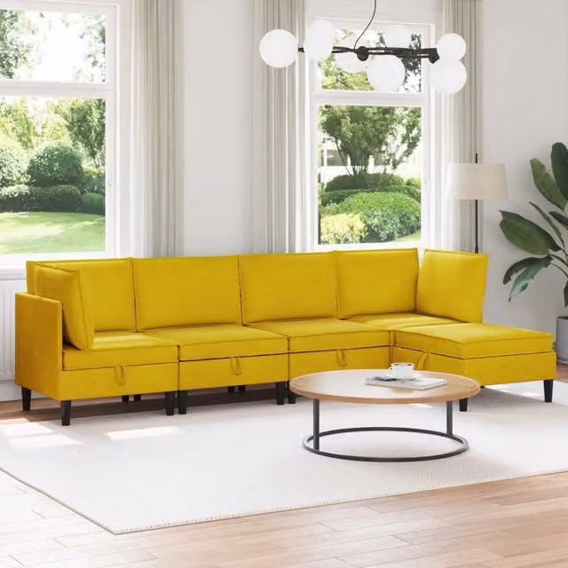 Set di mobili per il soggiorno 5 pz Giallo Velluto 3413761